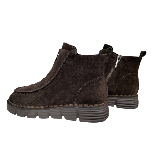 Ботинки женские замшевые ALLSY 203590(76563-1342)коричневый мех