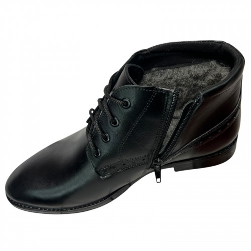 Ботинки мужские кожаные AVA 63 черный мех