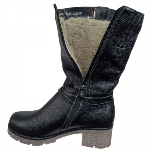 Чоботи жіночі шкіряні ROMAX 7435 чорний флотар 4402 хутро