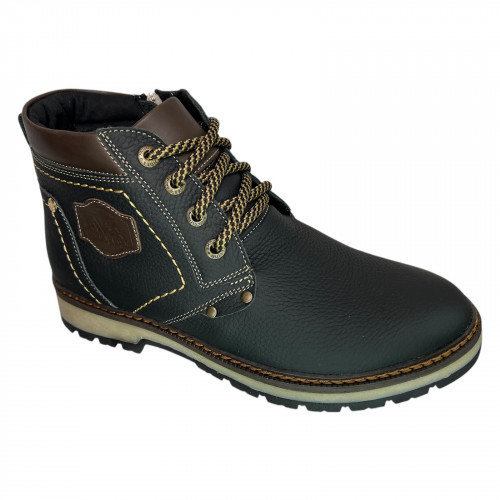 Ботинки мужские кожаные AVA 77 К черный мех