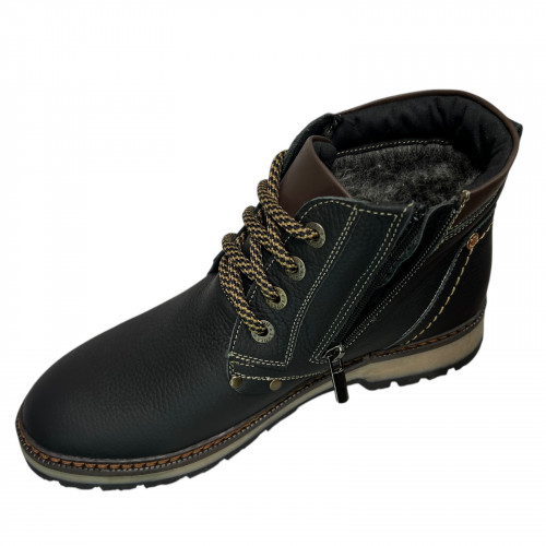 Ботинки мужские кожаные AVA 77 К черный мех