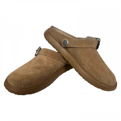 Клоги жіночі шкіряні ROBERTO NETTI 3114 бежеві замш