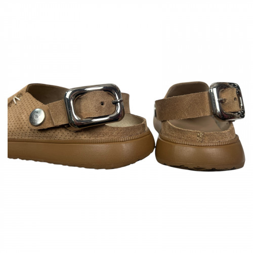 Клоги жіночі шкіряні ROBERTO NETTI 3114 бежеві замш