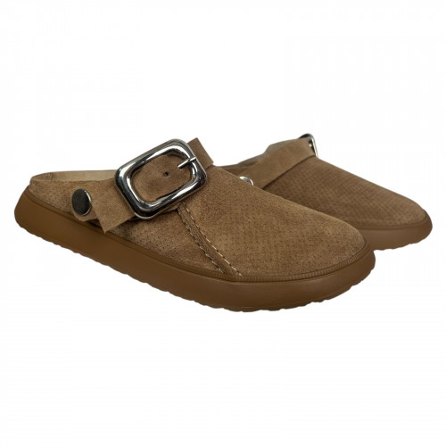 Клоги жіночі шкіряні ROBERTO NETTI 3114 бежеві замш