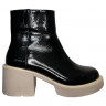 Черевики жіночі шкіряні TEMP Меган лак каблук чорний хутро