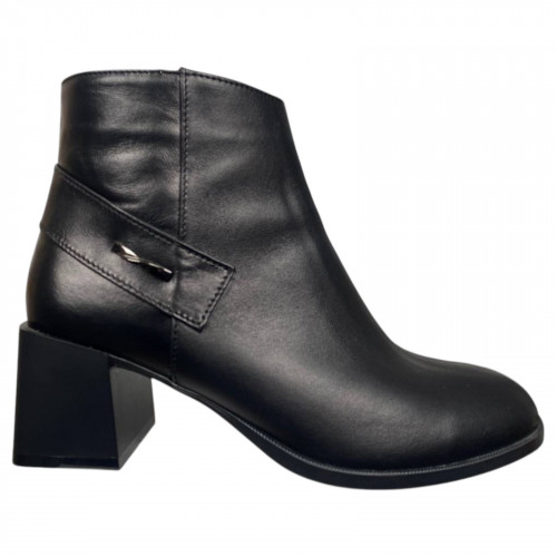 Ботинки женские кожаные каблук NOVA VIVO 577 черные байка