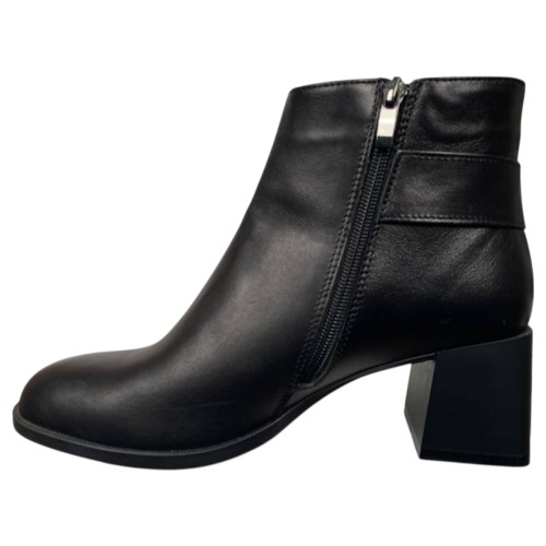 Ботинки женские кожаные каблук NOVA VIVO 577 черные байка