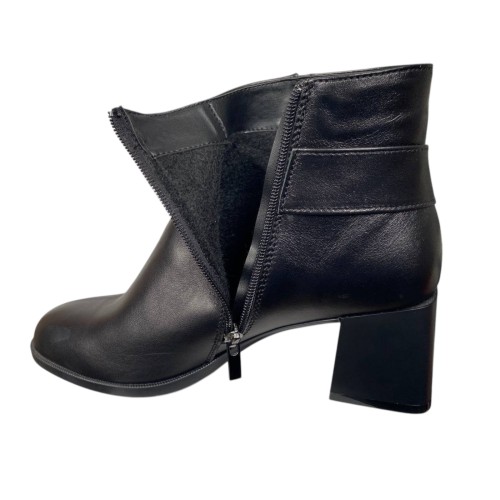 Ботинки женские кожаные каблук NOVA VIVO 577 черные байка