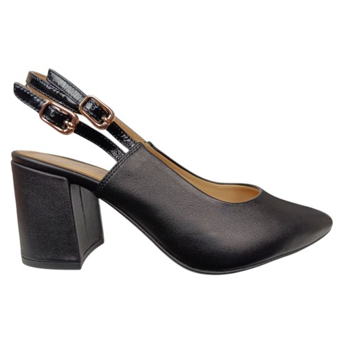 Босоножки женские кожаные каблук ILONA 814/729 01 черные