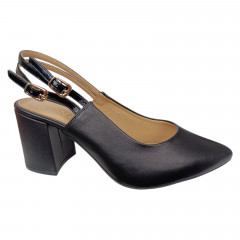 Босоножки женские кожаные каблук ILONA 814/729 01 черные 