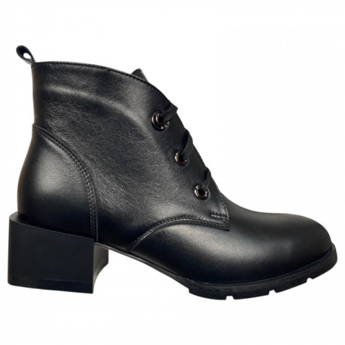 Черевики жіночі шкіряні каблук SCORPION 2410 чорні байка