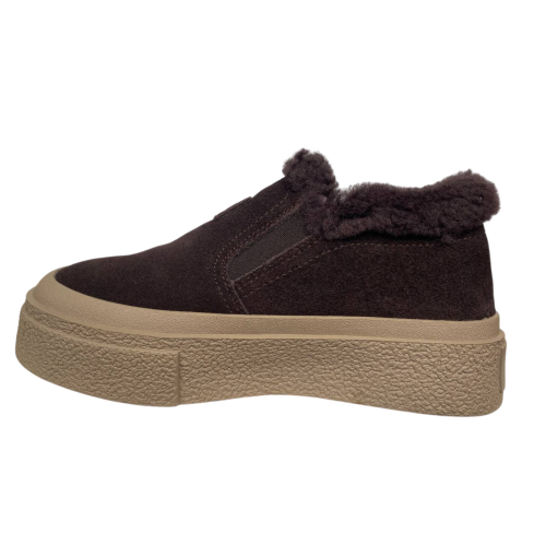 Ботинки женские замшевые HENGJI 660-2 мех коричневый