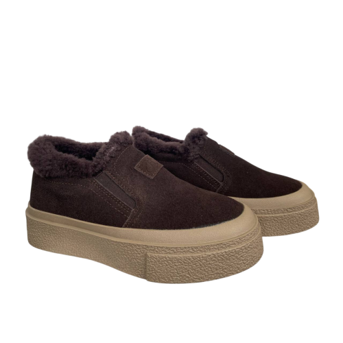 Ботинки женские замшевые HENGJI 660-2 мех коричневый