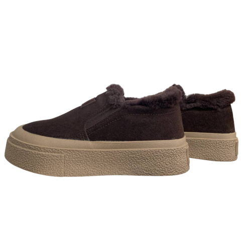 Ботинки женские замшевые HENGJI 660-2 мех коричневый