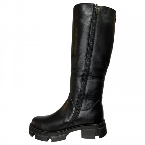 Чоботи жіночі шкіряні YTA Армі чорний хутро