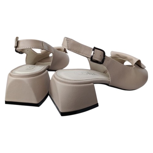 Босоножки женские кожаные каблук ILONA 256/457 бежевые