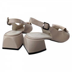 Босоножки женские кожаные каблук ILONA 256/457 бежевые