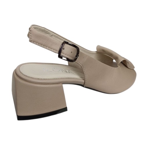 Босоножки женские кожаные каблук ILONA 256/457 бежевые