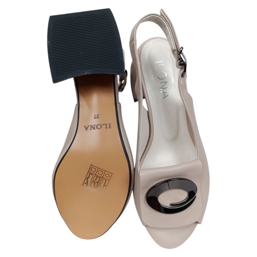 Босоножки женские кожаные каблук ILONA 256/457 бежевые