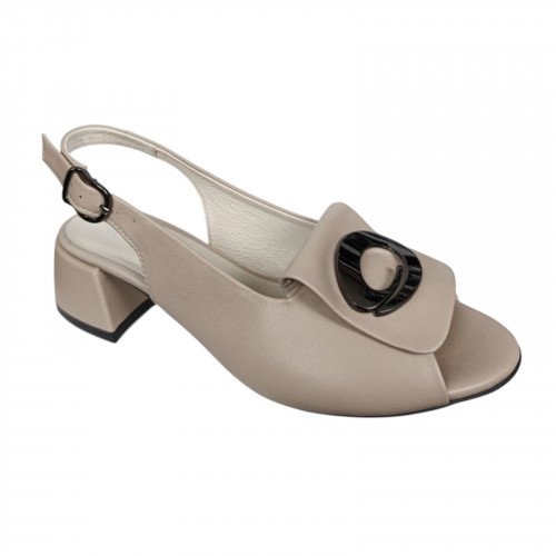 Босоножки женские кожаные каблук ILONA 256/457 бежевые