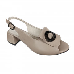 Босоножки женские кожаные каблук ILONA 256/457 бежевые