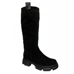 Чоботи жіночі замшеві YTA Армі чорний хутро