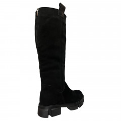 Чоботи жіночі замшеві YTA Армі чорний хутро