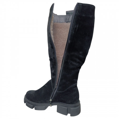 Чоботи жіночі замшеві YTA Армі чорний хутро