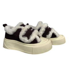 Ботинки женские замшевые HENGJI 15-6 темно коричневый мех