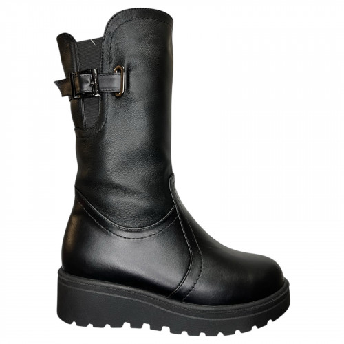 Чоботи жіночі шкіряні ELVIX 4006/2 чорний хутро