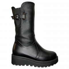 Чоботи жіночі шкіряні ELVIX 4006/2 чорний хутро