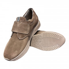 Кроссовки Женские кожаные VENTAJA 2325 капучино замша липучка