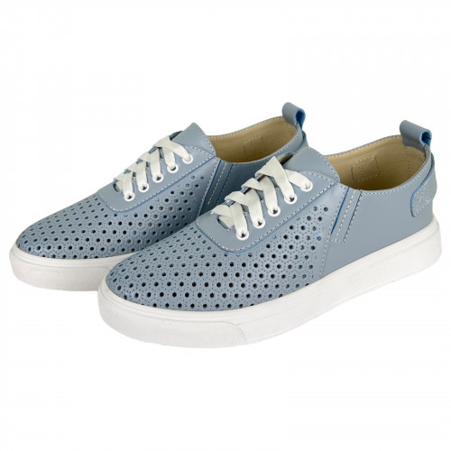 Кеди Жіночі шкіряні на платформі PRELLESTA 3097 15 джинс перфорація