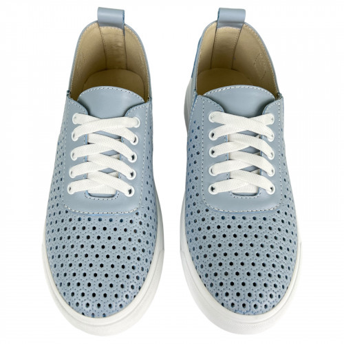 Кеди Жіночі шкіряні на платформі PRELLESTA 3097 15 джинс перфорація