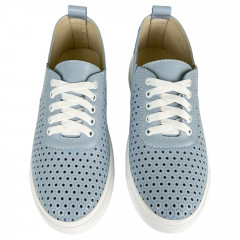 Кеды Женские кожаные на платформе PRELLESTA 3097 15 джинс перфорация