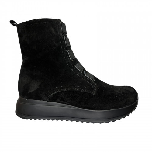 Ботинки женские замшевые ELVIX 1096 черный мех