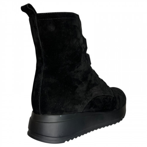 Ботинки женские замшевые ELVIX 1096 черный мех