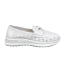 Мокасины женские кожаные KDSL C728-1 белые перфорация