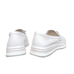 Мокасины женские кожаные KDSL C728-1 белые перфорация