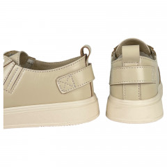 Кеды Женские кожаные на платформе PRELLESTA 3097 бежевый перфорация