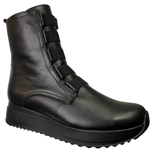 Ботинки женские кожаные ELVIX 1096 черный мех