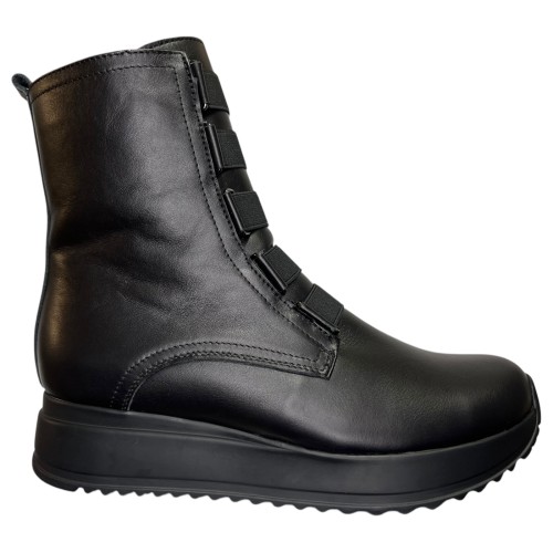 Ботинки женские кожаные ELVIX 1096 черный мех