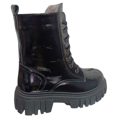 Ботинки женские кожаные лак TEMP 124 01 черный L мех