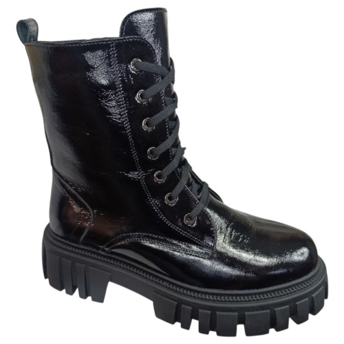 Ботинки женские кожаные лак TEMP 124 01 черный L мех