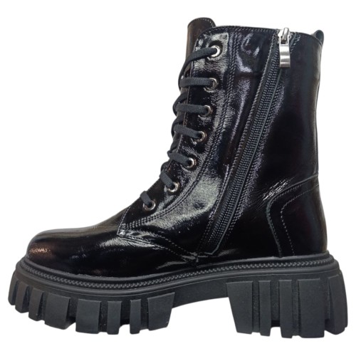 Ботинки женские кожаные лак TEMP 124 01 черный L мех