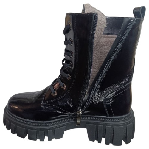 Ботинки женские кожаные лак TEMP 124 01 черный L мех