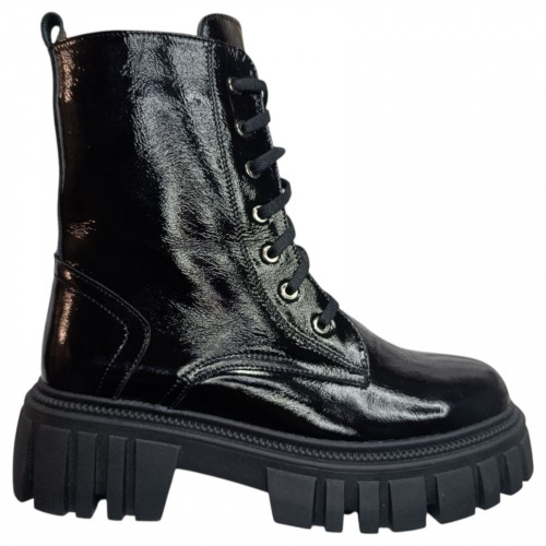 Ботинки женские кожаные лак TEMP 124 01 черный L мех