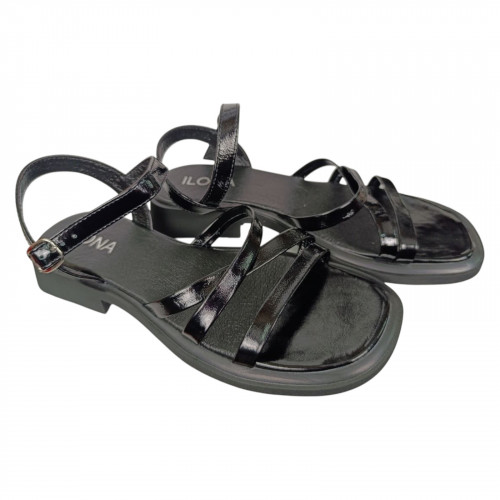 Босоножки женские кожаные лак ILONA 478/517 01 черные 