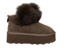 Угги женские замшевые PLPS 5860 коричневый мех