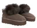 Угги женские замшевые PLPS 5860 коричневый мех